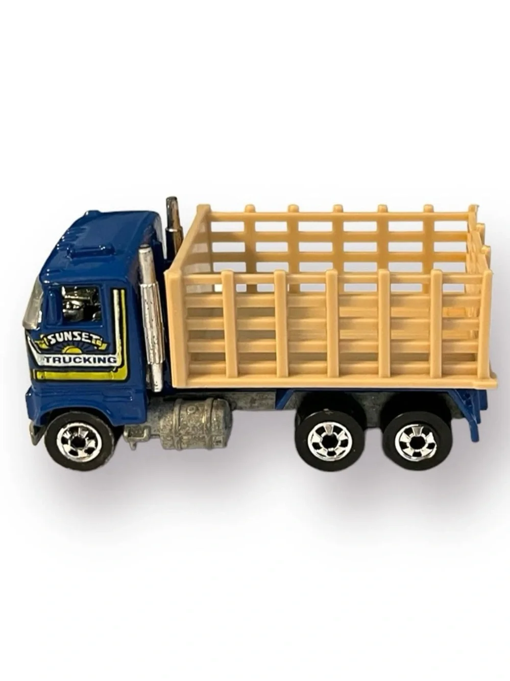 Hot Wheels 1981 COE Ford Blue Cab Dump Truck Sunset Trucking Stake Body Bed BW